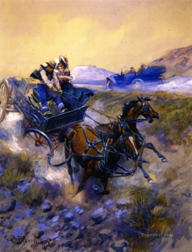 インディアナ カウボーイ Painting - ライフセーバー 1910年 チャールズ・マリオン・ラッセル インディアナ州のカウボーイ